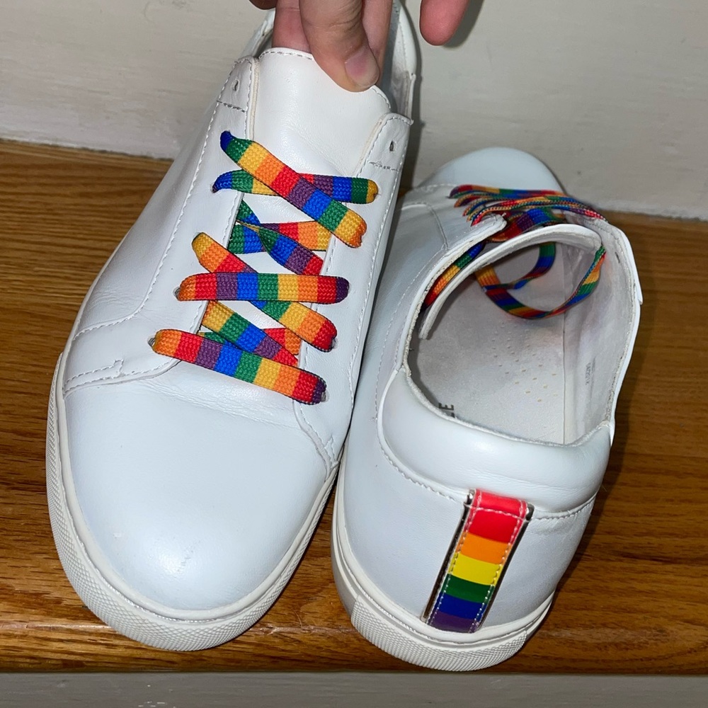 Kenneth Cole New York White Sneakers with Rainbow Accents